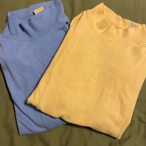 Yellow and blue turtle necks